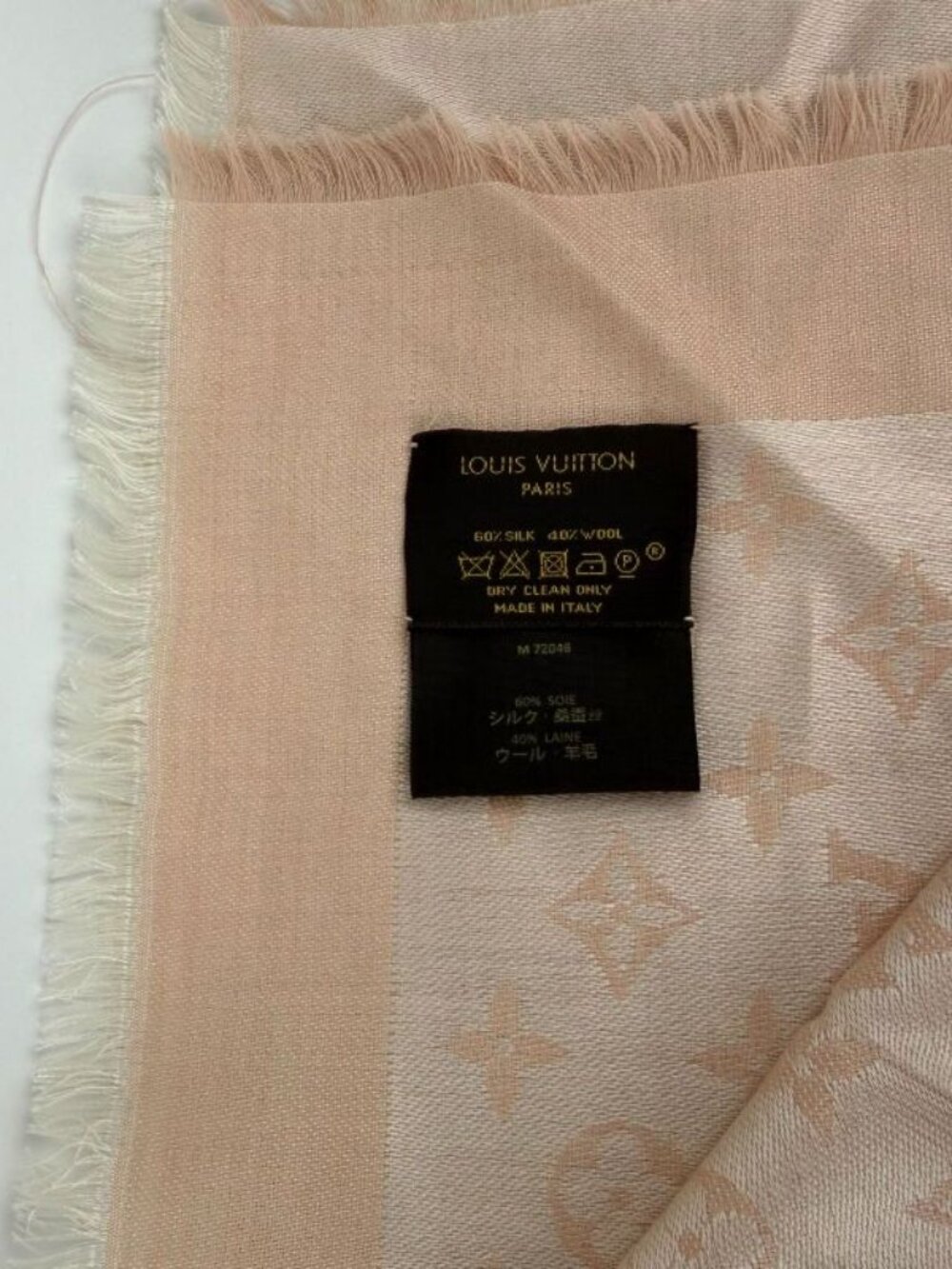 Louis Vuitton Shawl Monogram Pink Silk Wool Vintage Scarf - Picture 10 of 10